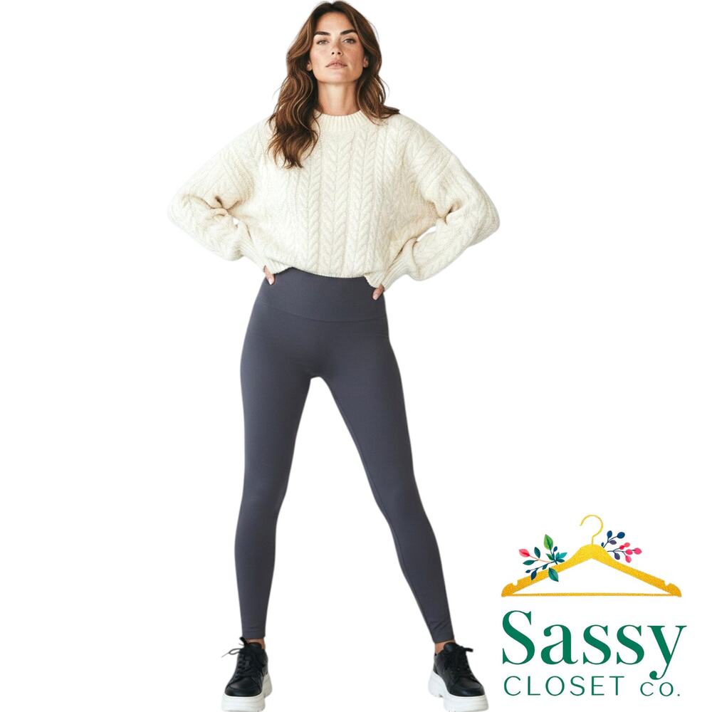 SPANX Seamless Navy Active Leggings XL Blue 7/8 Compression Pants